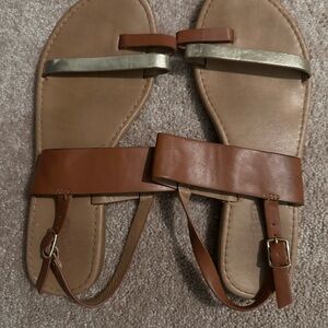 Brown and Gold Women's Sandals